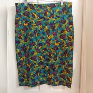 LulaRoe Women's Size XL Cassie Pencil Skirt Paisley Print Yoga Waist